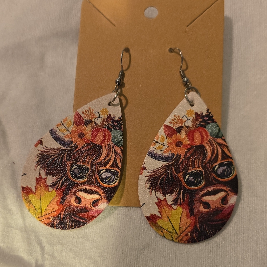 Colorful Cow Print Teardrop Earrings 5$
